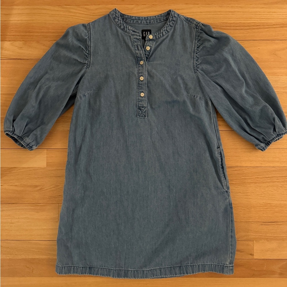 Gap Denim Puff Sleeve Dress - Size Small